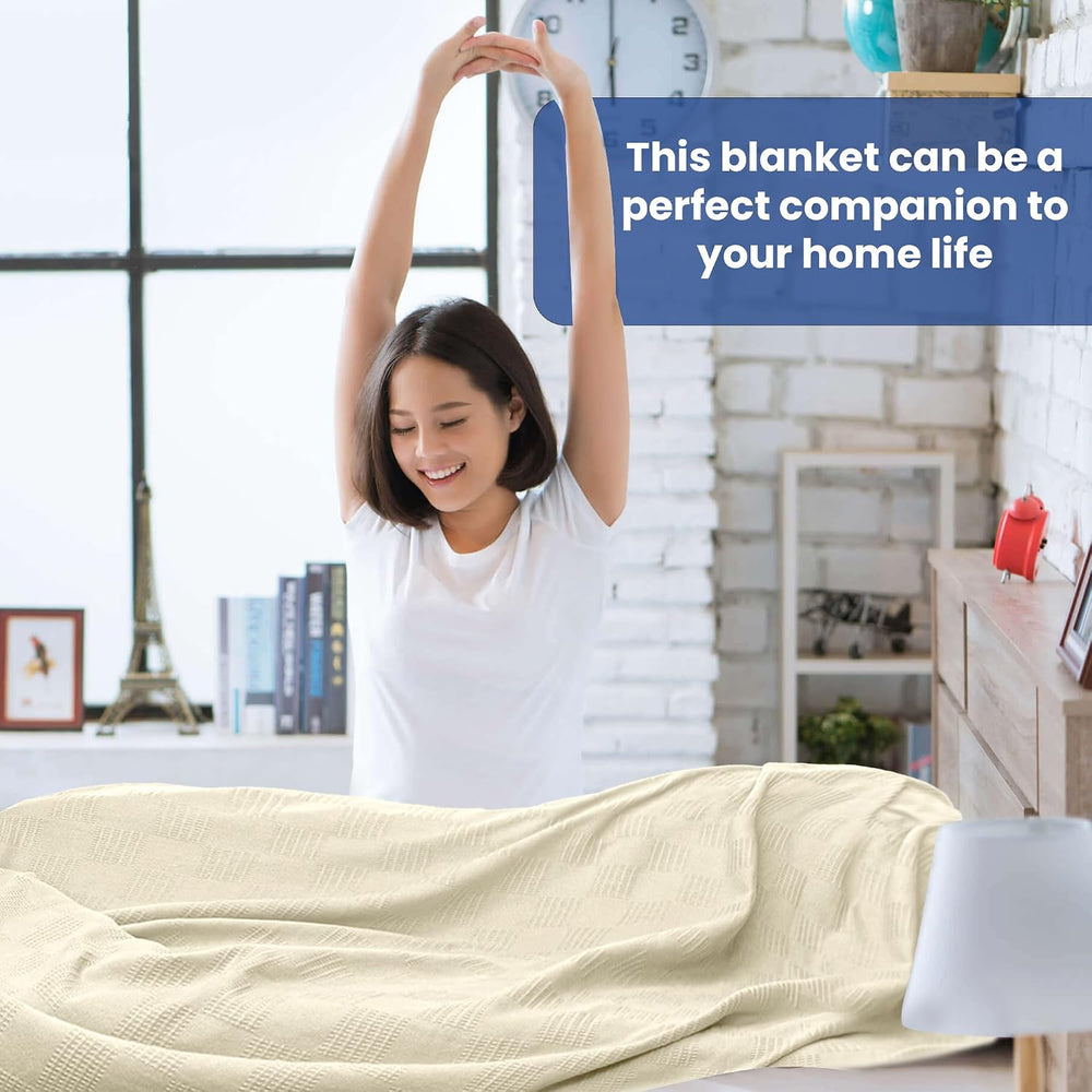 Linteum Textile Hospital Thermal SNAGLESS Spread Blanket, 100% Cotton (74x100...