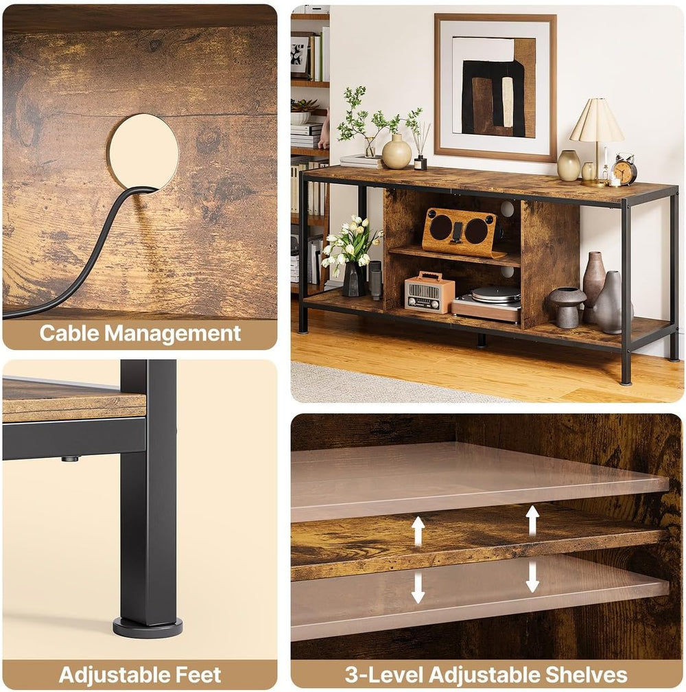 Gizoon TV Stand for 65 Inch TV, Entertainment Center, Rustic Brown | TV media...