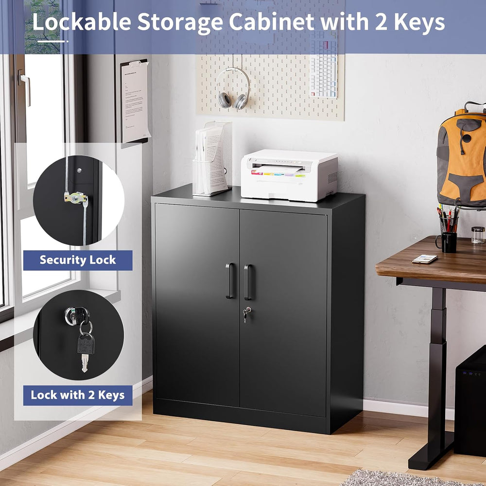 Metal Storage Cabinet, Garage Storage Cabinet with Locking Doors and Adjustab...