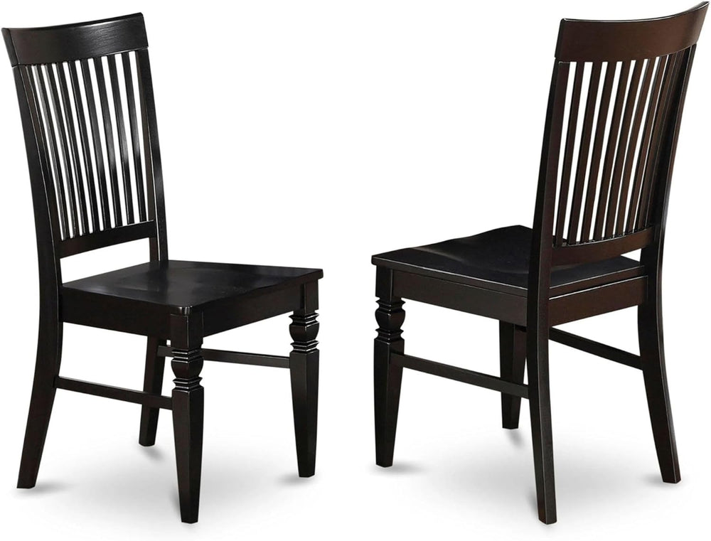 East West Furniture WEC-BLK-W Weston Dining Chairs - Slat Back Wood Seat Kitc...