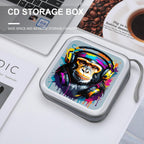 Watercolor Monkey CD DVD Case Holder, 40 Disc Storage Wallet with Exclusive Printed Design, Zipper Closure And Handle for Music Movies Games Travel Car