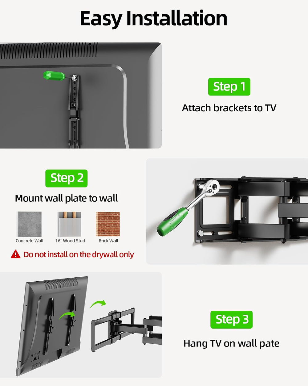 USX MOUNT Full Motion TV Wall Mount for 42-82 Inch TVs up to 120lbs, Wall Mou...