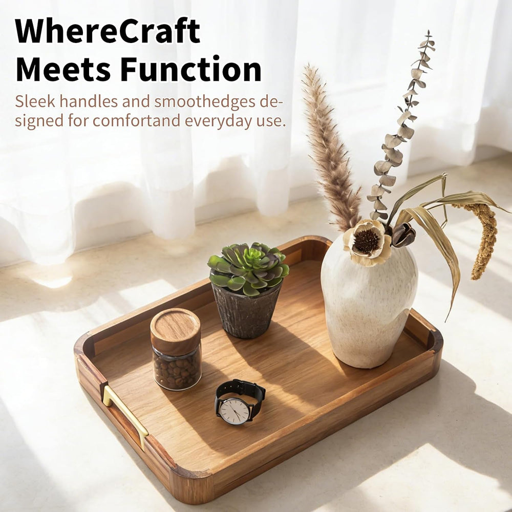 Wooden Serving Tray with Handles Wood Tray for Sevring 16.7-inch Acacia Food ...