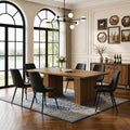 Extendable Dining Table Set for 6, 63-79 Inch Brown Kitchen Table Set with 6 Black Faux Leather Chairs,for Home,Kitchen Dining Room Farmhouse Wood Storage