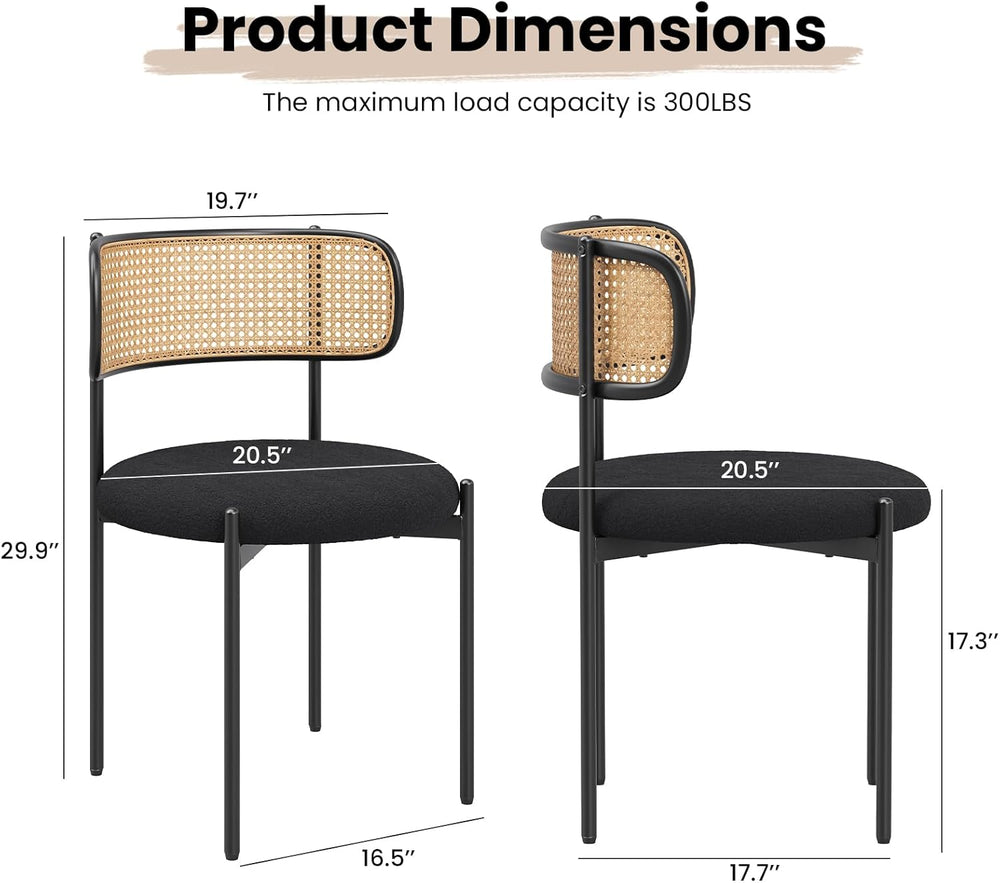 Farini Dining Chairs Set of 4,Mid-Century Modern Kitchen Chair Rattan Backres...