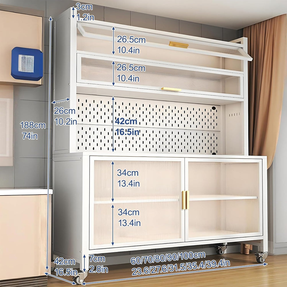 Kitchen Pantry Storage Cabinet with Adjustable Shelves, Pantry Storage Cabine...