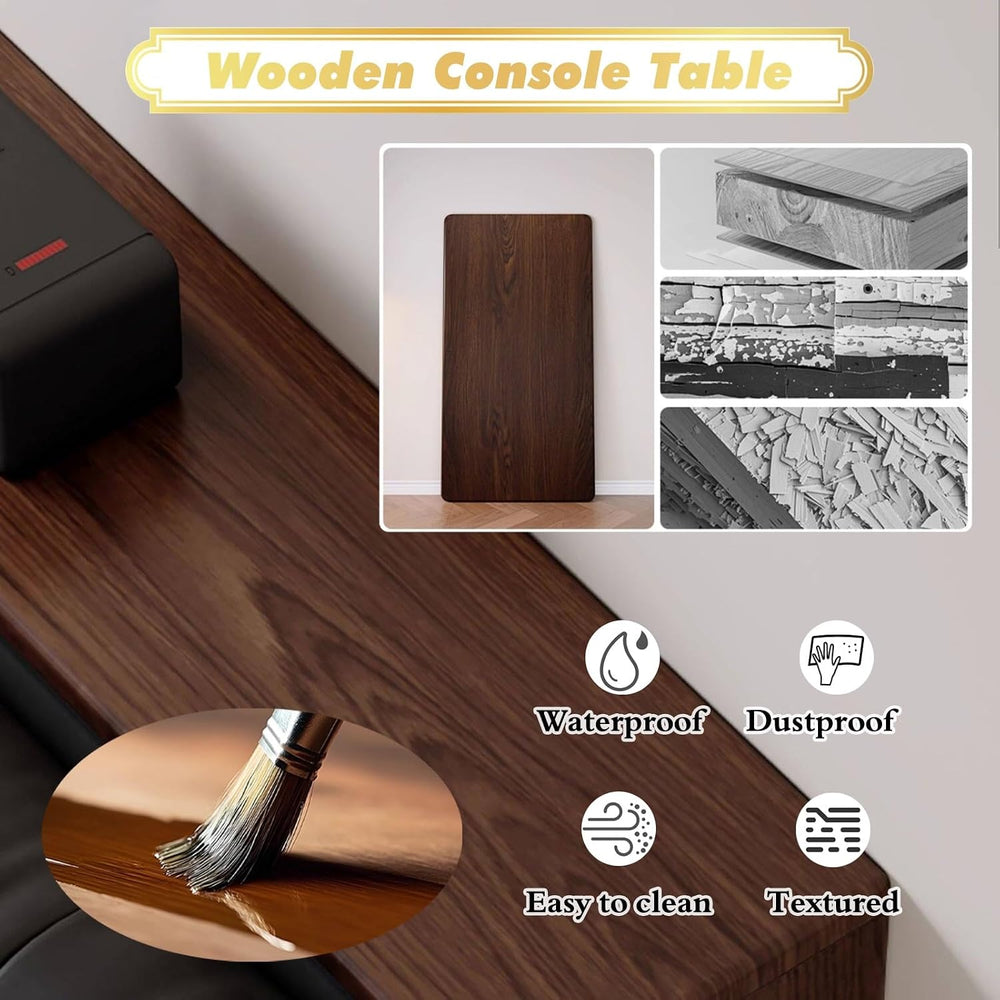 Brown Behind Couch Sofa Tables Narrow Long Skinny, Compact Small Side Table w...