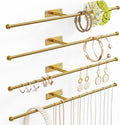 Wall Hanging Jewelry Organizer 12.6", Screws Included, Gold 4-Pack | for Earring, Bracelet, Rings, Hairband, Sunglasses