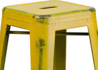 Flash Furniture Kai Commercial Grade 30" High Backless Distressed Yellow Metal Indoor-Outdoor Barstool