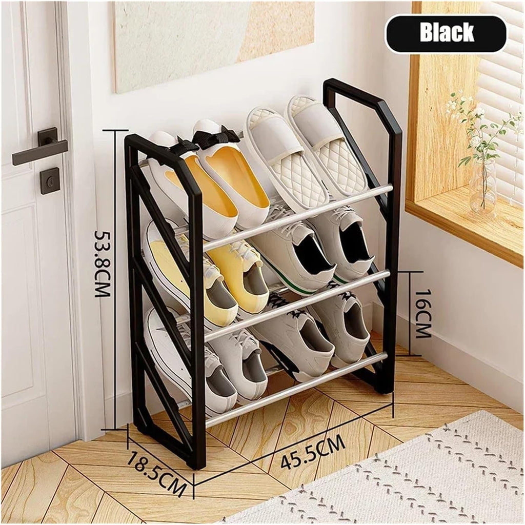 Simple Shoe Rack Ladder Style Shoe Cabinets Portable Doorway Shoe Rack Floor Standing Household Shoe Organizer Storage(Black)