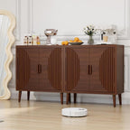COSIEST 30" W Storage Cabinet with Doors and Shelves, Mid-Century Cabinet with Adjustable Shelf, Accent Sideboard for Kitchen, Dining Room, Living Room, or Hallway (Brown, Line Pattern)