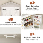 Jocoevol Corner Cabinet, Kitchen Pantry Storage Cabinet with 4 Doors and Shelves, Tall Food Pantry Storage Cabinet Farmhouse Furniture for Kitchen Dining Room, White