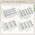 Junkin 12 Pcs Jewelry Tray Velvet Stackable Jewelry Organizer Trays Divided Earring Accessories Storage Containers Box (Rose Red)