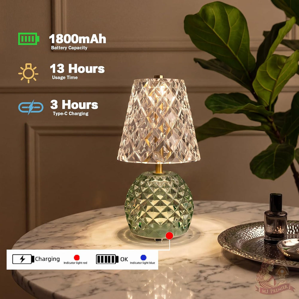 MJ PREMIER Rechargeable Table Lamp Cordless Mushroom Lamp with Timer Green