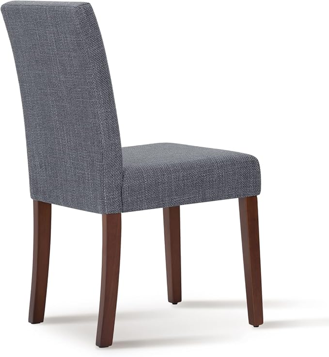 Upholstered Dining Chairs Set of 2 - Line Fabric Modern Farmhouse Kitchen Chairs,Mid-Back Dining Room Chairs with Wooden Legs