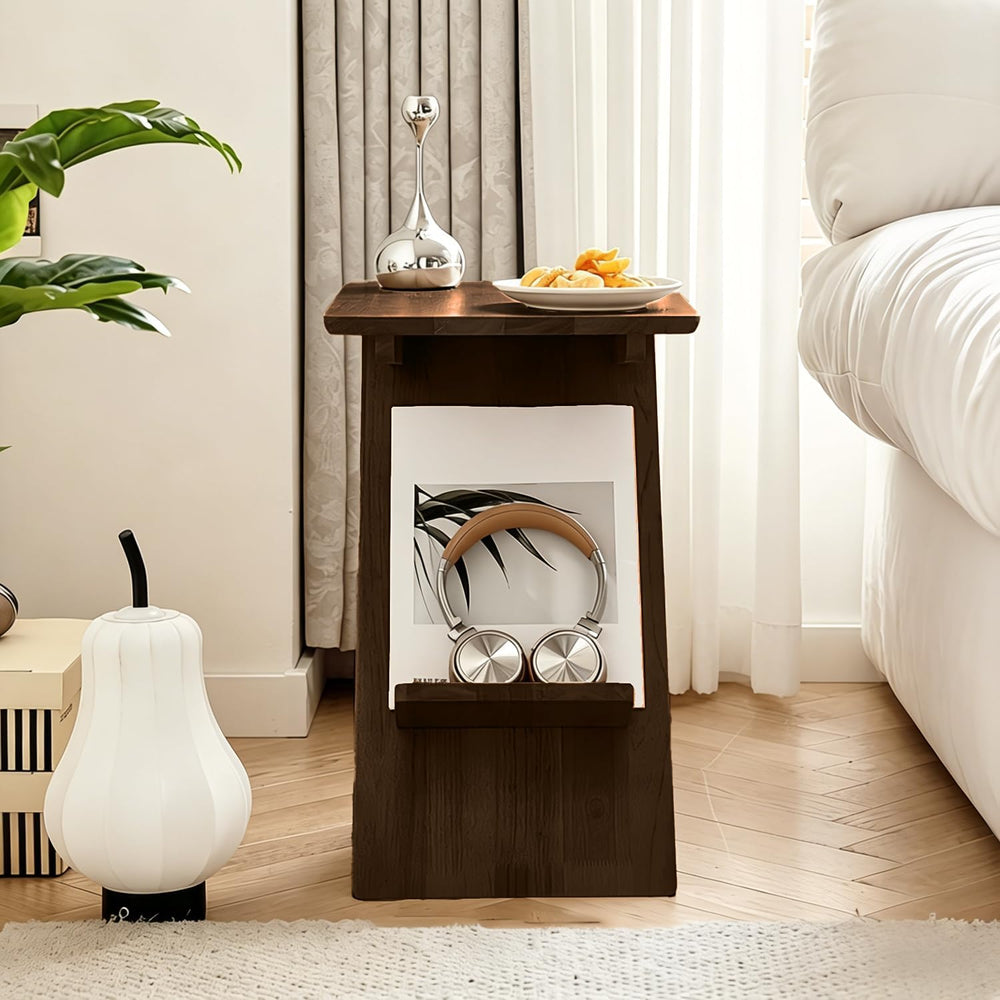 YUNMUARY-C Shaped Couch End Table,Skinny Entryway Table,Modern Wooden Nightst...