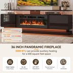 80" Modern Fireplace TV Stand for TVs up to 80", Black Entertainment Center with Black Electric Fireplace,Storage Cabinets&Adjustable LED Light&WiFi, Media Console for Living Room