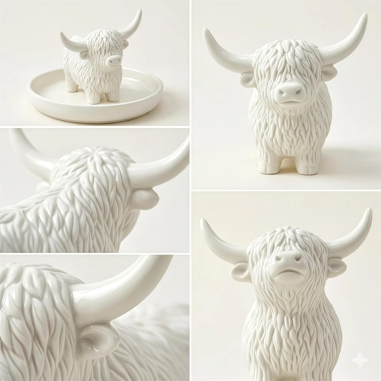 Highland Cow Gifts for Women, Ring Holder Dish for Rings, Earrings, Necklaces, Jewelry Organizer, Highland Cow Farmhouse Decor, Birthday Gifts for Women, Christmas Wedding Housewarming Present
