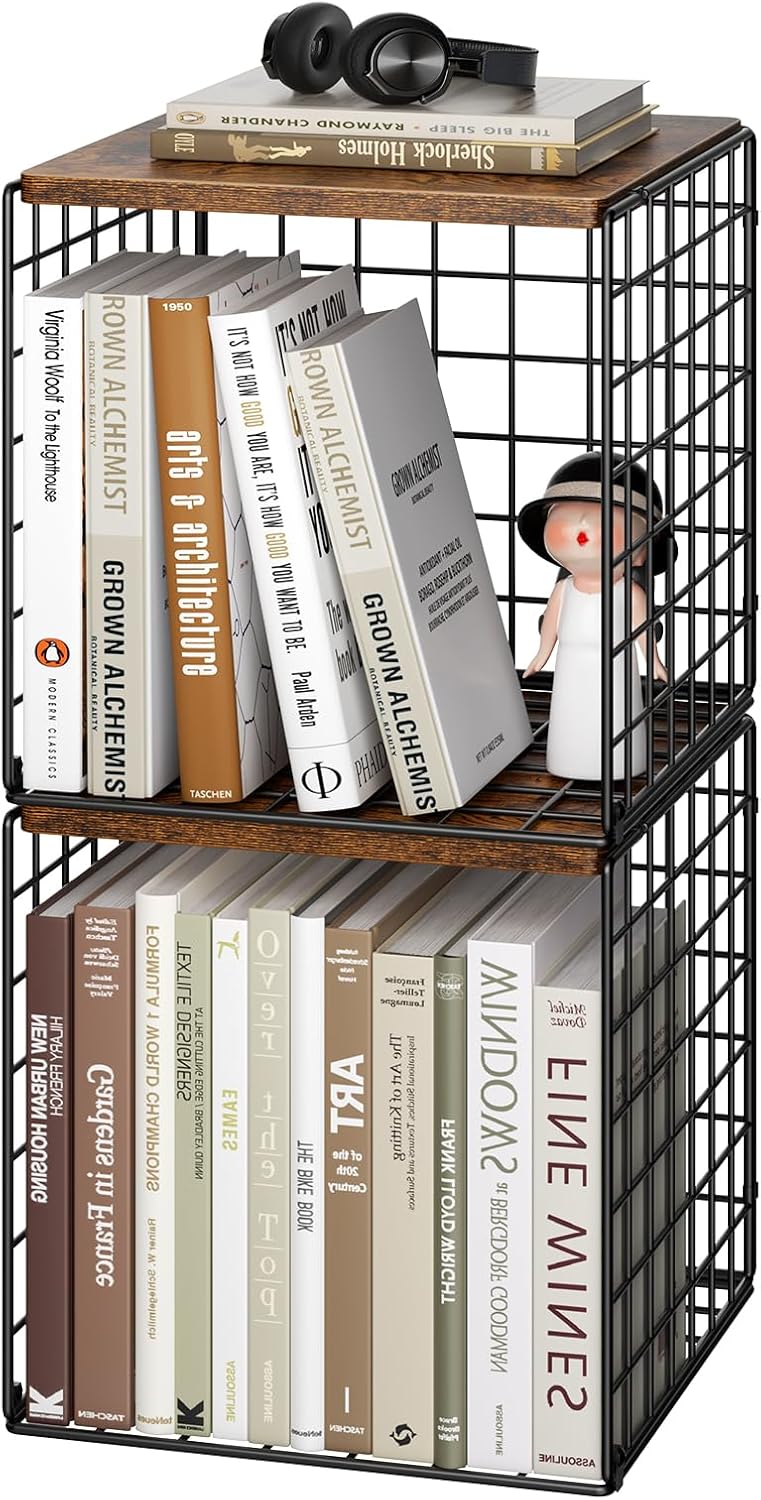 Dmevkic 2 Cube DIY Stackable Small Bookcase,Bookshelf for Small Spaces,Cube S...