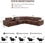 Power Recliner Sectional Sofa, L-Shaped Living Room Furniture Set, Reclining Sectional Couch with Storage Console/Cup Holder for Living Room/House/Apt (Brown, 5 Seater)