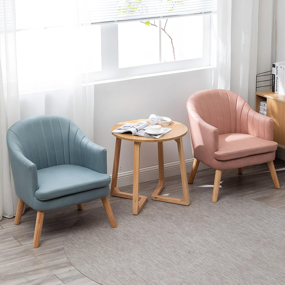 24" Round Side Table - Mid-Century Modern End Table with V-Shaped Legs, ...