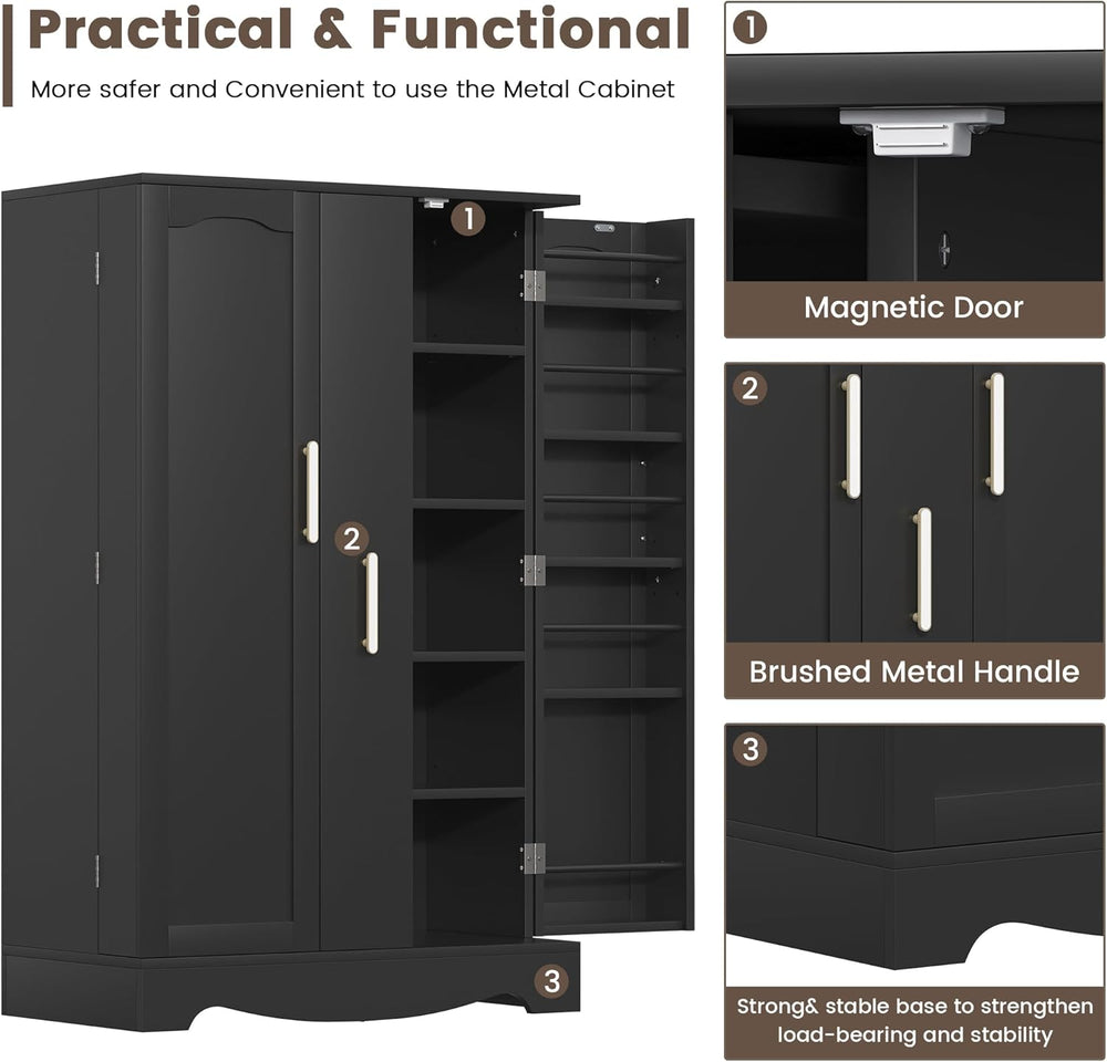 kepptory 47" Kitchen Pantry, Farmhouse Storage Cabinet with Barn Doors, ...