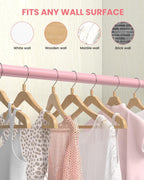Closet Rods for Hanging Clothes, 17 to 39 Inches Stepless Adjustable Metal Closet Rod, 1.3 Inches Heavy Duty Clothes Hanging Rod for Closet Wardrobes Laundry RV, Pink