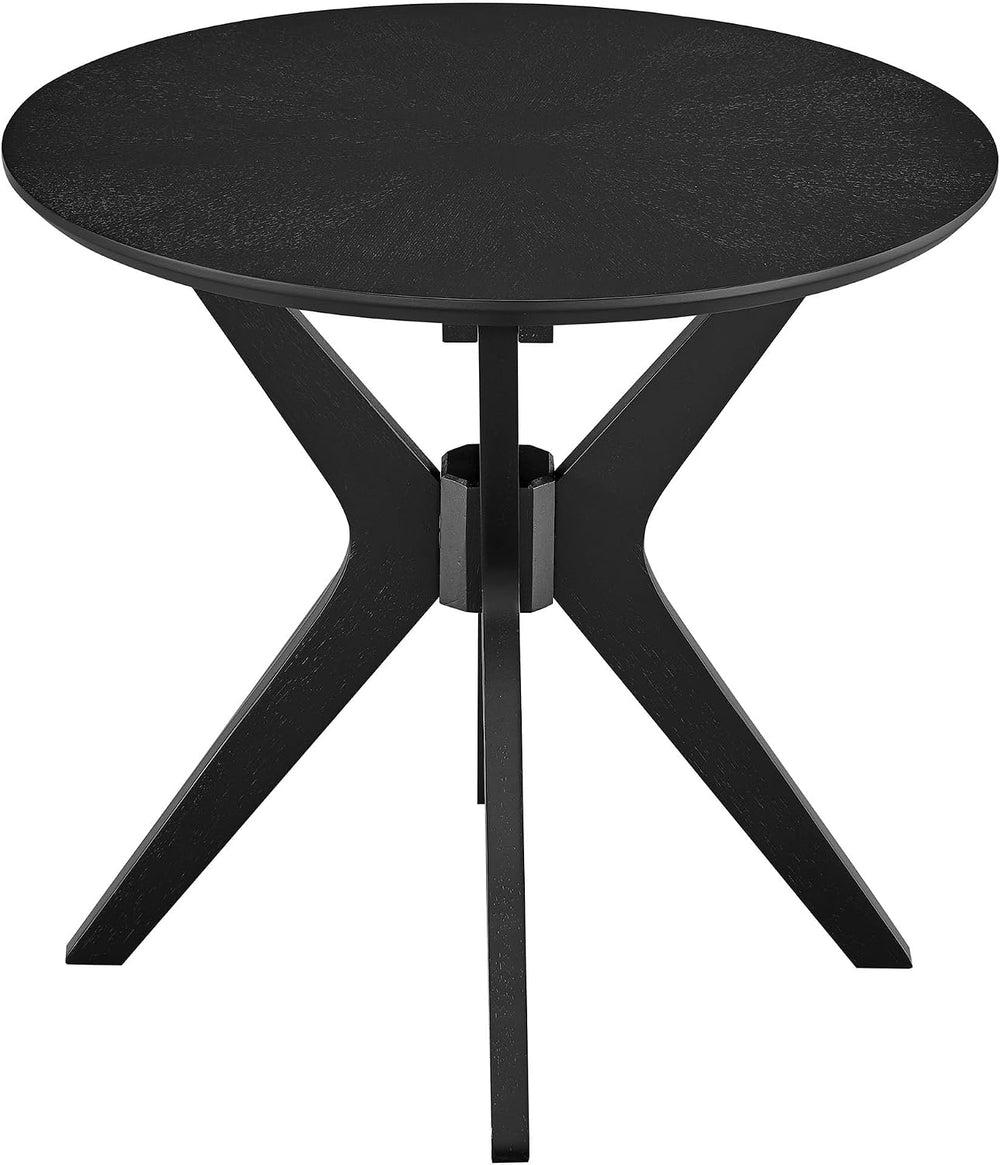 Modway Crossroads 24” Round Wood Side Table, Ash Wood Veneer in Black