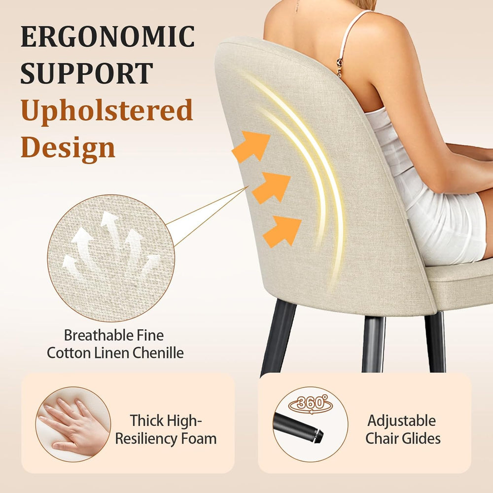 Upholstered Dining Chairs Set of 6, Comfortable Chenille Fabric Kitchen Chair...