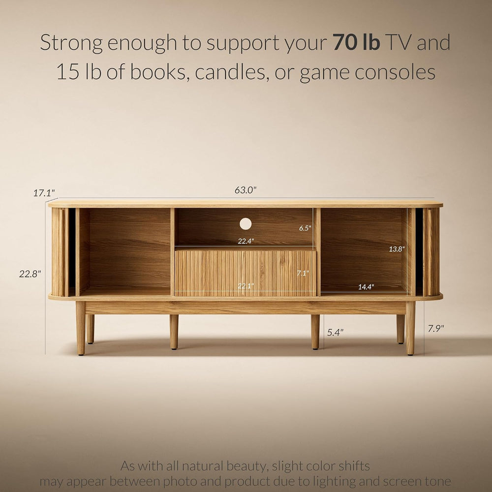 Furniway Modern TV Stand for 45/55/70 inch TV, Entertainment Center with Slid...