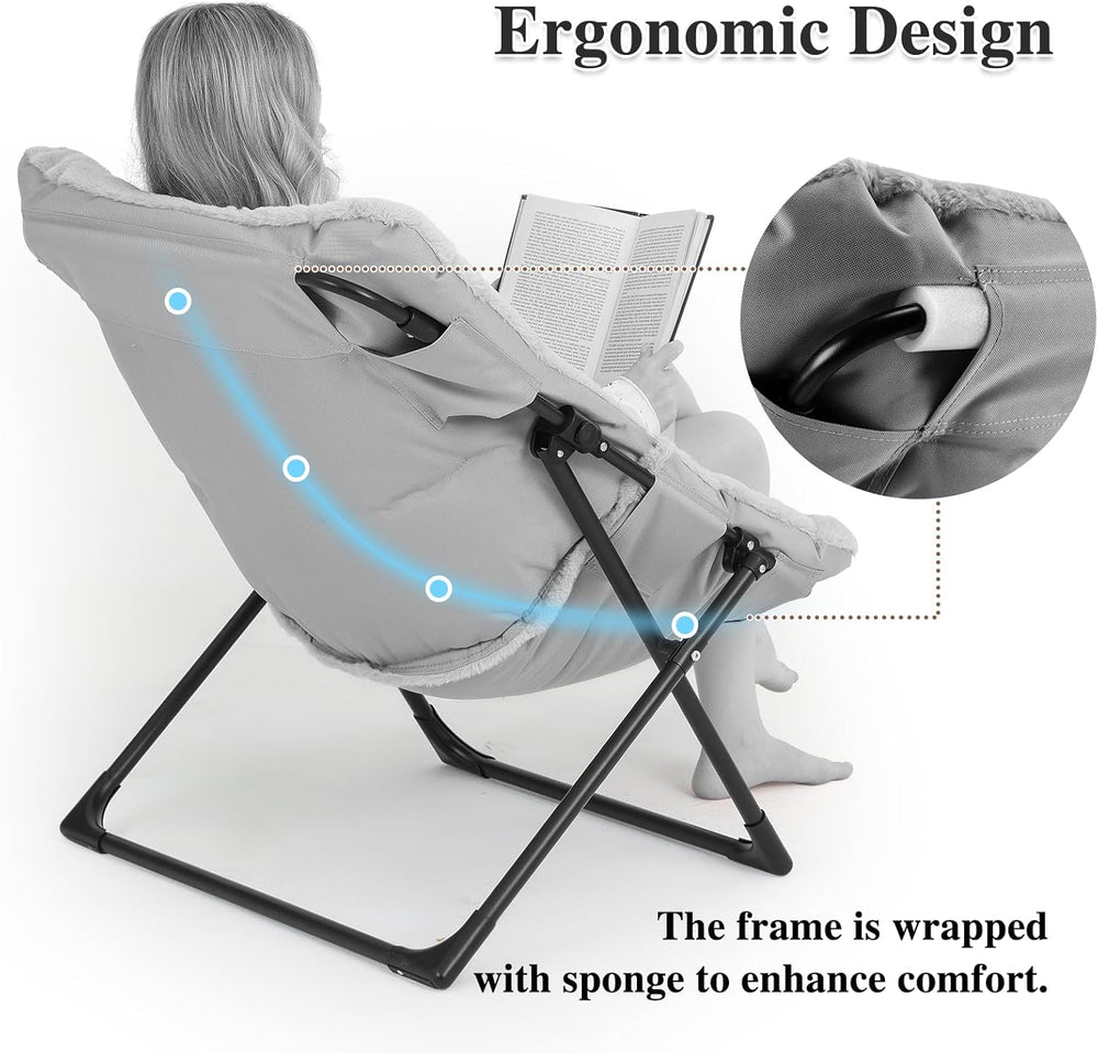 Comfy Saucer Chair for Adults, Set of 2, Soft Faux Fur Bedroom Chair, Accent ...