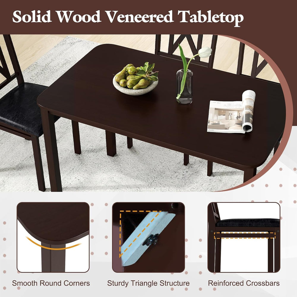 Giantex 5-Piece Dining Table Set for 4, 47" Rectangular Kitchen Table &a...