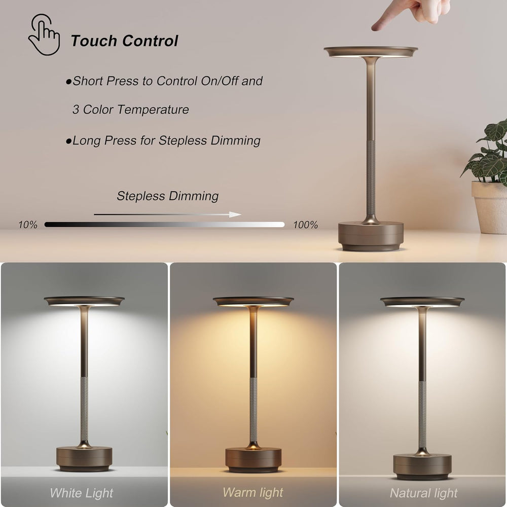 TBBGA 2 Pack Rechargeable Table Lamps Cordless, 5000mAh Outdoor Table Light