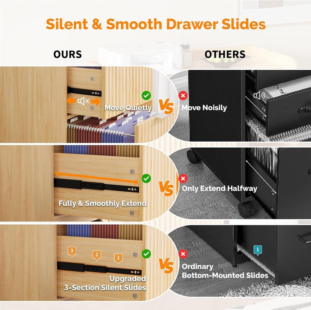 VINGLI Tall 2 Drawer File Cabinet with Adjustable Shelves, Home Office Filing...