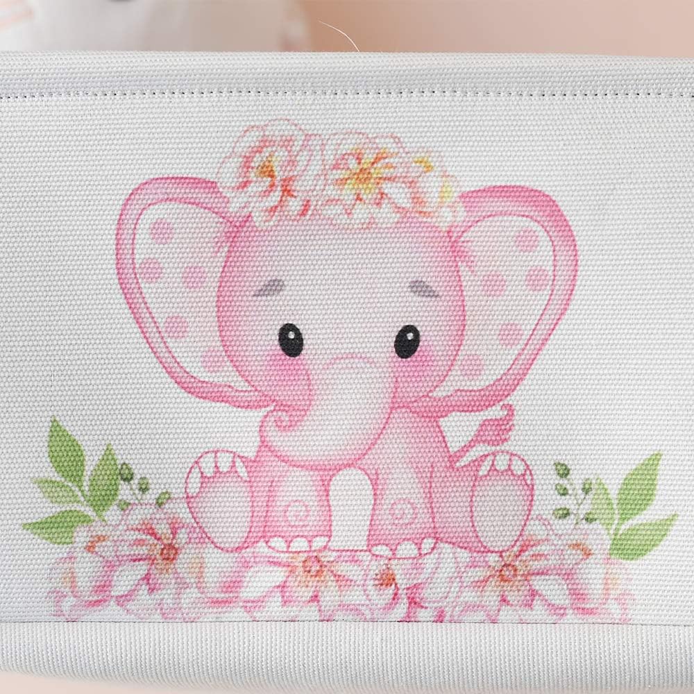Pink Basket Elephant Storage Bins for Kids, Gift Box for Baby,Collapsible Storage Basket for Toys Clothes,Fabric Laundry Baskets for Baby/Kids/Nursery Room (Medium, Pink Elephant)