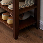 Shoe Bench with Storage for Entryway, 48", Shoe Rack Bench with 3-Tier Organizer Shelf for Hallway, Bedroom, Living Room, Solid Wood, Holds Up to 550Lbs, Dark Brown