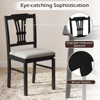 Giantex Wooden Dining Chairs Set of 4, Upholstered Kitchen Chairs with Solid Rubber Wood Frame, Hollowed Backrest & Soft Padded Seat, Armless Dining Chairs for Kitchen, Dining Room, Black & Gray