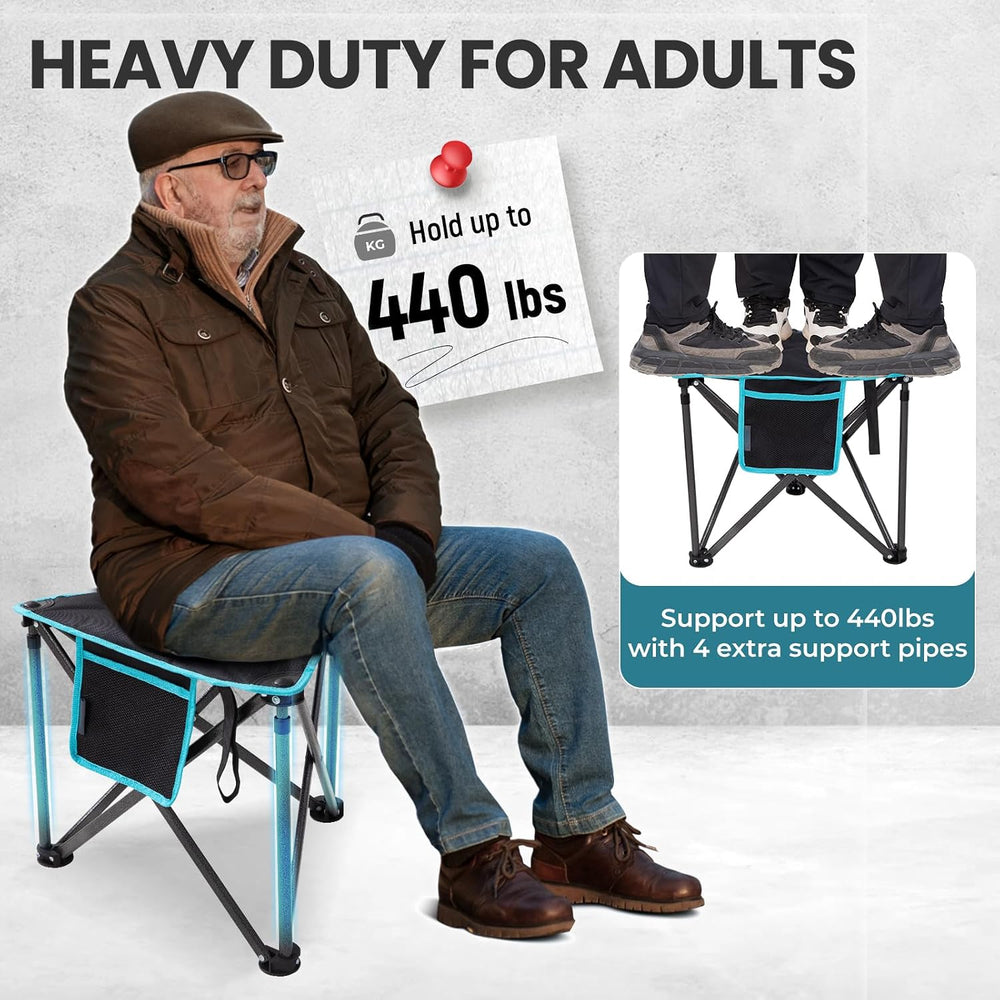 FUNDANGO Folding Tripod Stool, Lightweight Portable Fishing Chair 440Lbs