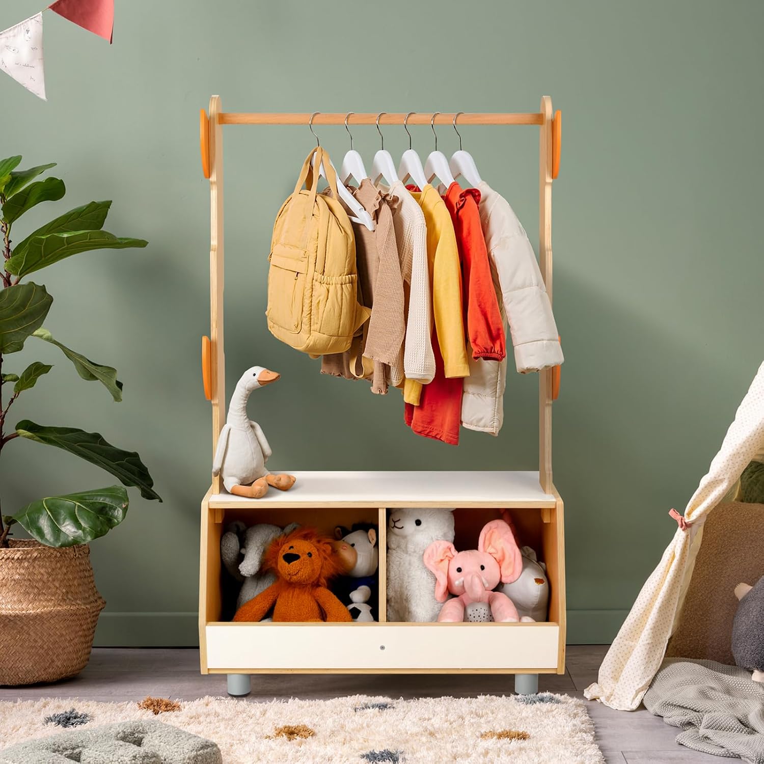 OOOK Tree Kids Dress Up Rack and Costume Organizer Center with Storage | Dress Up Storage for Toddlers, Suitable for Children's Room, Living Room, Playroom and Daycare Centers