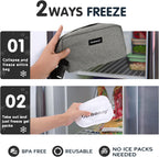 Cerbonny Cooler Bag Freezable Lunch Bag for Work School Travel,Leak-proof Small Lunch Bag,Small Insulated Bag For Kids 3+/Adults,Freezer Lunch Bags,Freezable Snack Bag,Grey