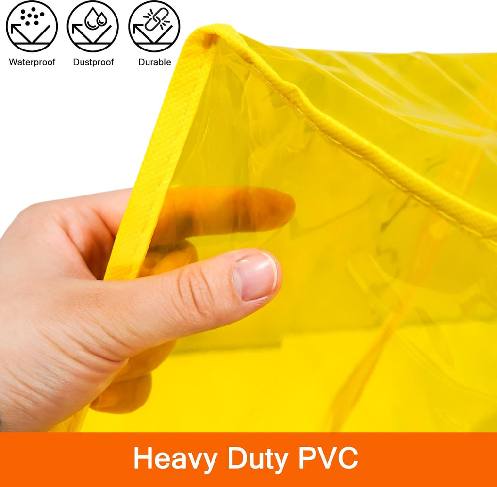 Vieshful 40L Yellow Clear Clothes Storage Bag Colorful Clothes Organizer with Zipper Vinyl Storage Bag for Comforter, Blanket, Bedding, Duvet, Transparent Moving Totes 3 Pack