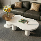 Modern Nesting Coffee Table Set of 2 Irregular Cloud Shape Cream White Center Table Space Saving eAccent Tables for Living Room Apartment Bedroom Office Minimalist Decor
