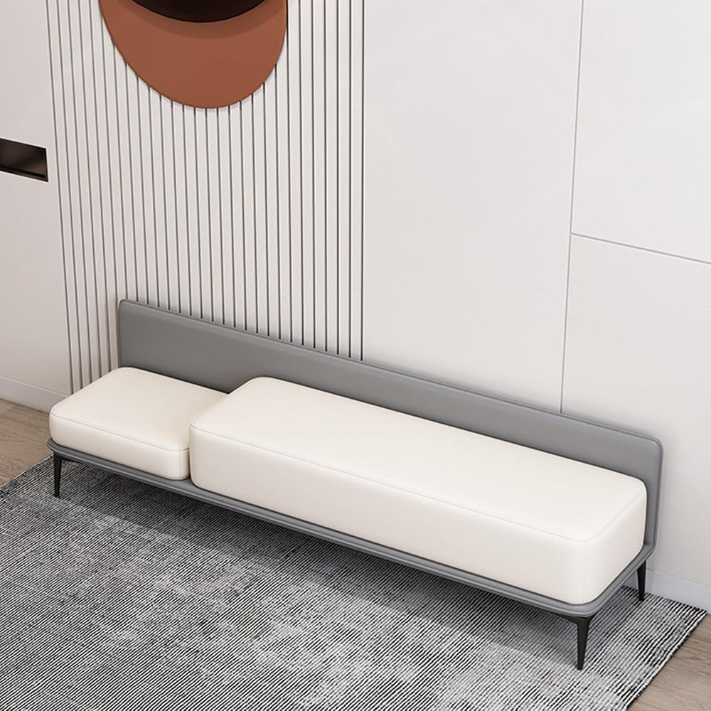 Modern End of Bed Bench Foot of Entryway Storage Ottoman Leather Entryway(Gri...