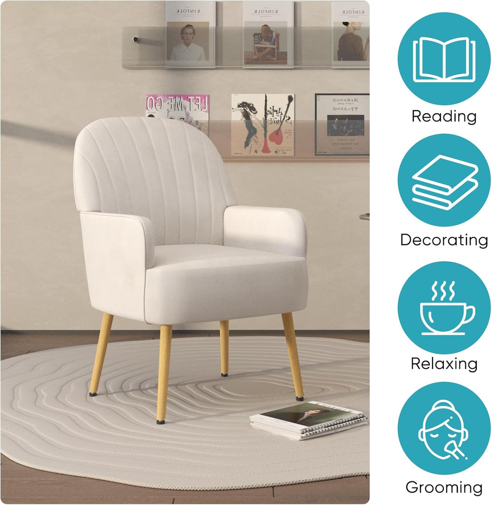 Velvet Accent Chair, Modern Upholstered Single Living Room Chairs with Tufted...