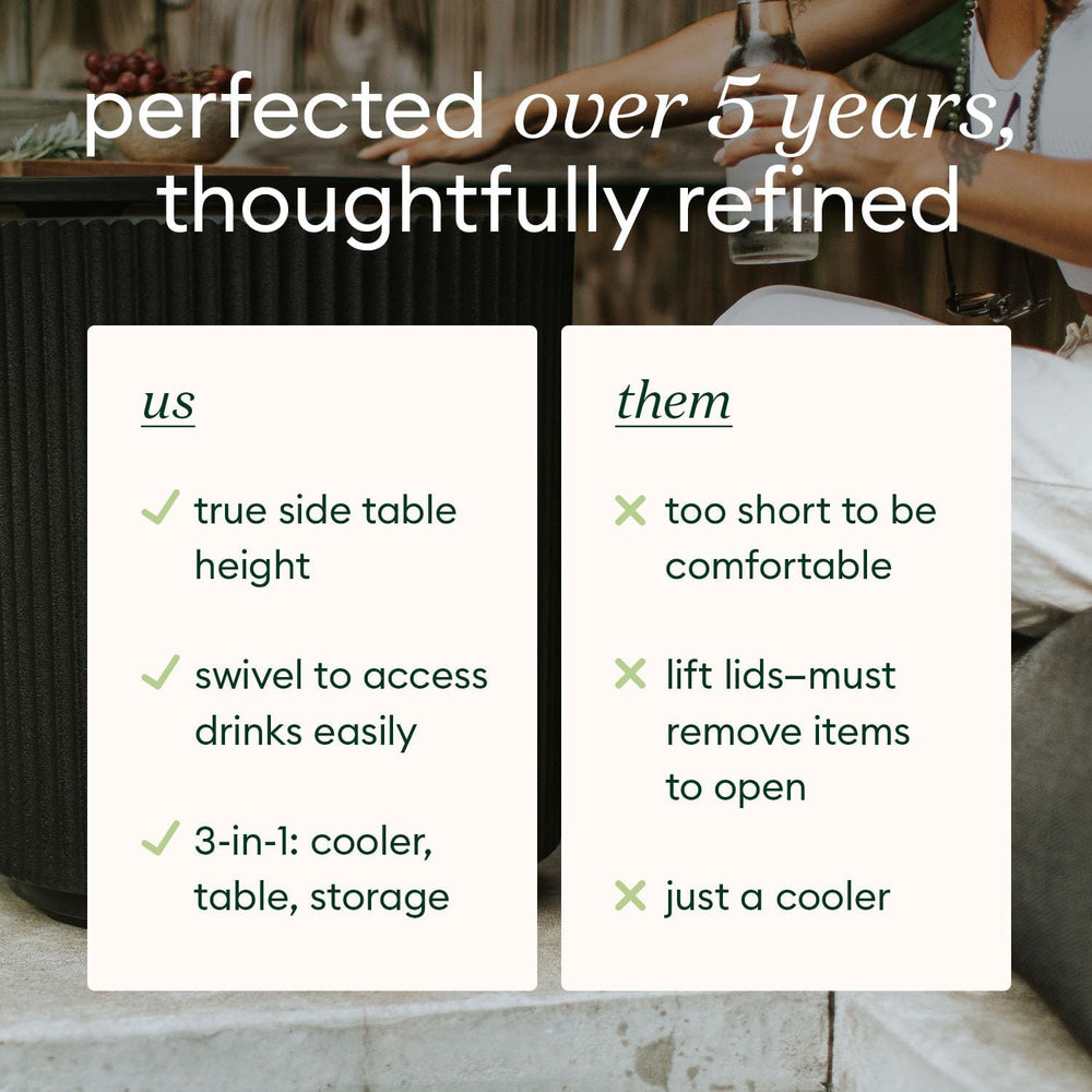 Veradek Outdoor Cooler Side Table - 2 in 1, Black, 21 inch