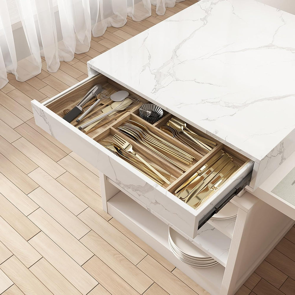 homary Extendable Kitchen Island 73"-93" with Storage Kitchen Cabin...