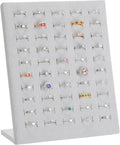 KUKUVR Velvet L-Shaped 50 Slots Ring Earring Holder Display Stand (Grey) | jewelry Ring Earring Organizer Case Tray for Women & Selling Show