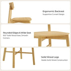 CHITA Soild Wood Dining Chairs Set of 4, Mid Century Modern Oak Wood Kitchen Chairs with Curved Backrest, Dining Room Chair for Kitchen, Restaurant