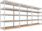 HOMEDANT 5 Tier Storage Shelves Adjustable Laminated Boltless Garage Metal Shelving Unit Heavy Duty Utility Rack Shelf Warehouse Pantry Closet Kitchen (3, (XL Deep) 48.1" W, White)