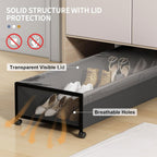 Under Bed Storage with Wheels, XXXL Larger Under Bed Storage Containers with Clear Lids, 36'' Lengthen Under Bed Shoe Organizer, Rolling for Shoes Clothes (Black 1 Pack, XXXL(36"x16.6"x7.48"))